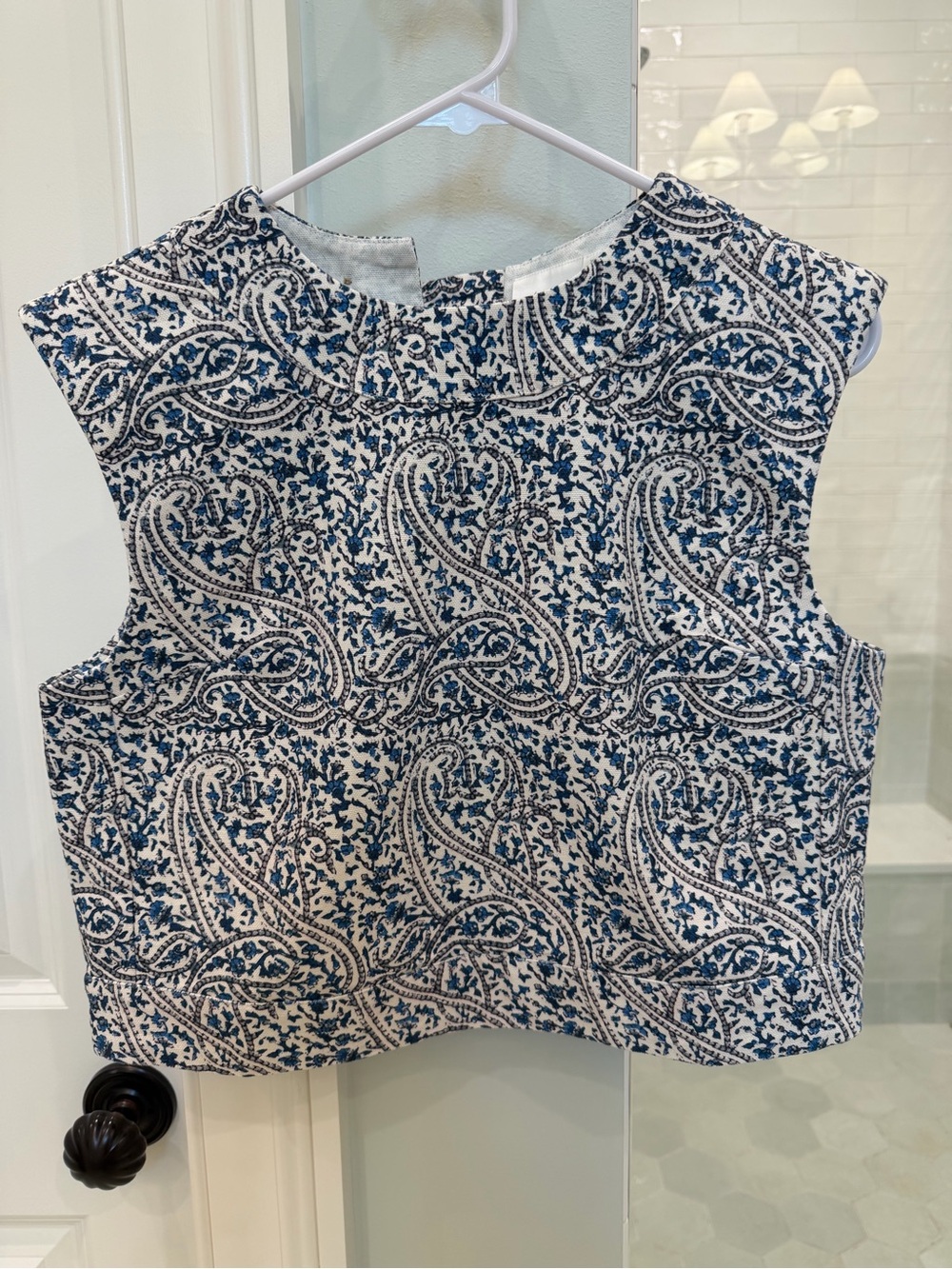 Women's Blue Paisley Sleeveless Top